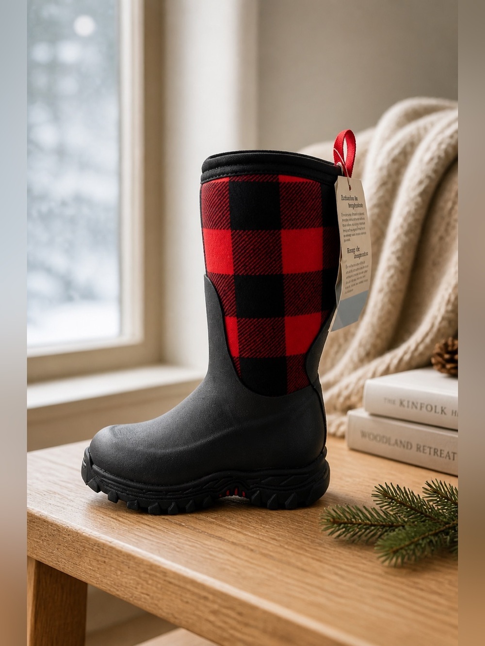 NIB The MUCK Boot Co Toddler/Kids Red Plaid Rugged II Rain Boot - Size C7